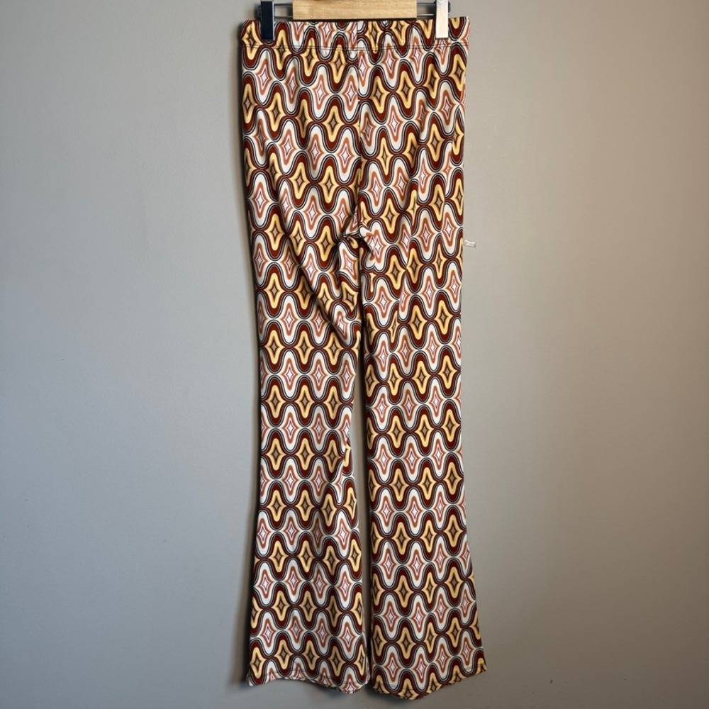 Forever 21 Retro Geometric Print Flare Leg Tassel Tie Waist Pants Multicolor S - Picture 5 of 14